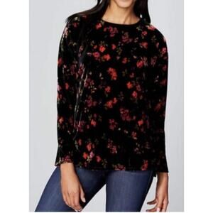 J. Jill Velvet Knit Long Sleeve Blouse Soft Stretch Casual Chic Size Large